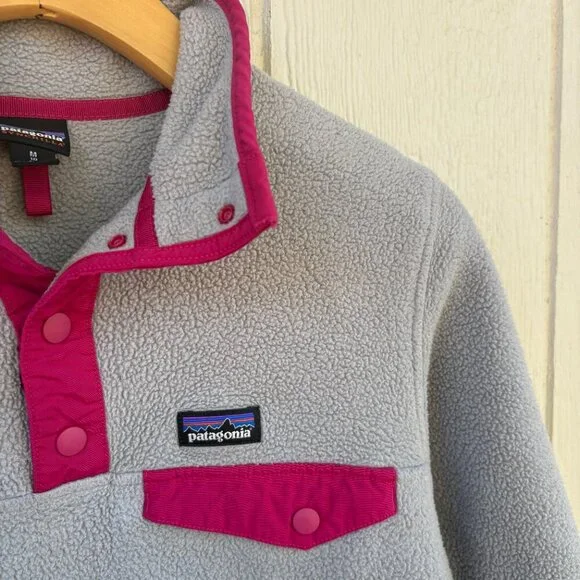 Patagonia Lightweight Synchilla SnapT Pullover Girls Medium Drifter Grey Outdoor - Picture 4 of 9